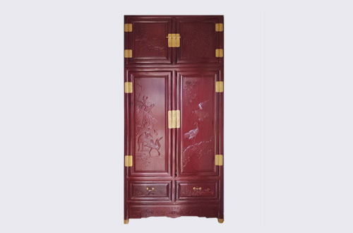 贵港高端中式家居装修深红色纯实木衣柜