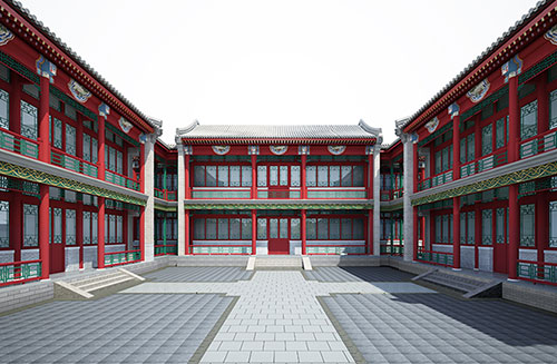 贵港北京四合院设计古建筑鸟瞰图展示