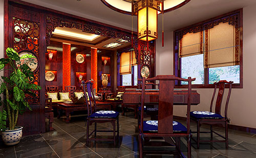 贵港古典中式风格茶楼包间设计装修效果图