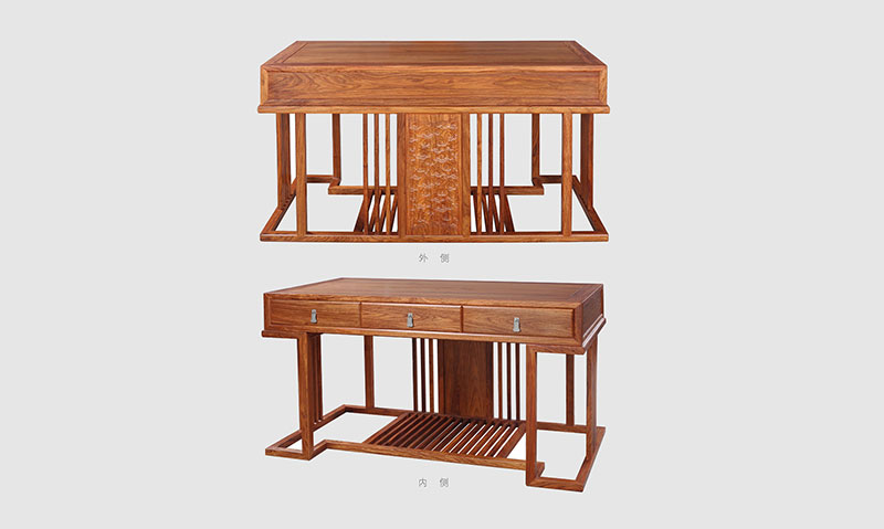 贵港 别墅中式家居书房装修实木书桌效果图